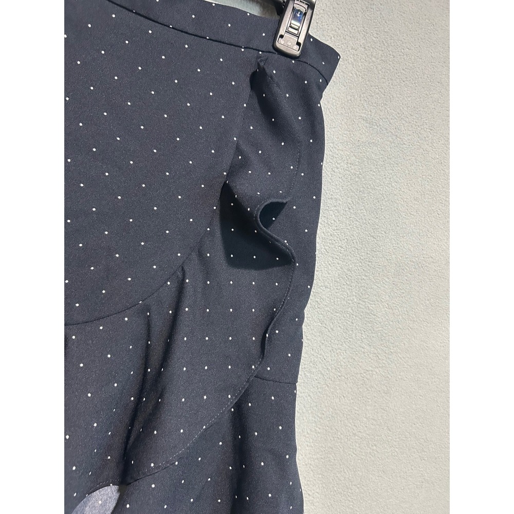 Banana Republic Mini Skirt Womens 6 Black White Polka Dot Ruffle Faux Wrap - Picture 2 of 5